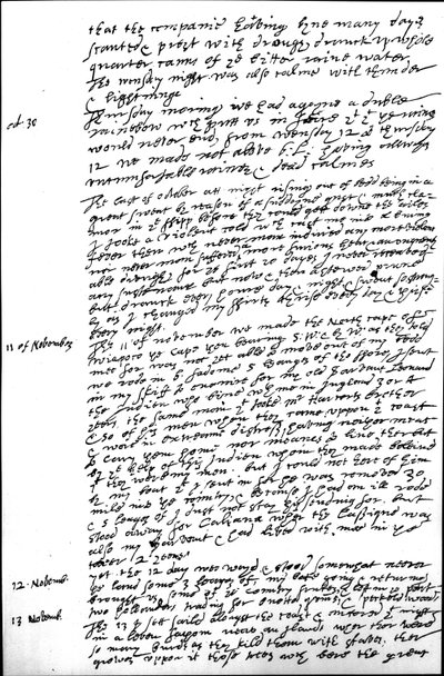 Auszug aus Raleighs Tagebuch seiner zweiten Reise nach Guiana, Einträge für den 29. und 30. Oktober sowie den 11., 12. und 13. November 1617 von Walter Raleigh